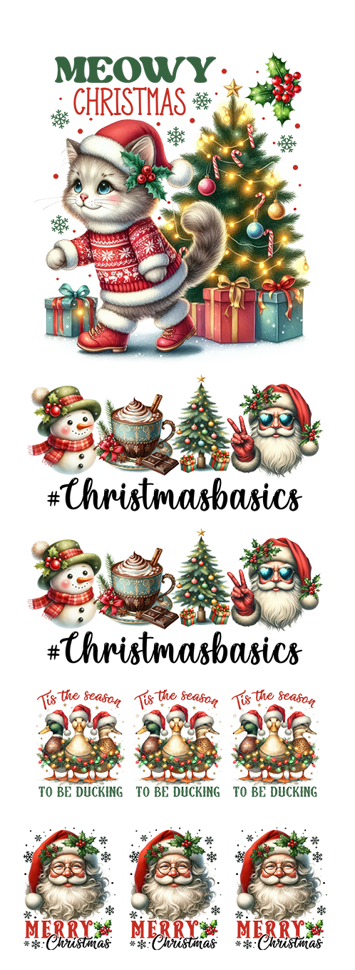 Meowy Christmas: Christmas DTF Gang Sheet 22"x60" Premade