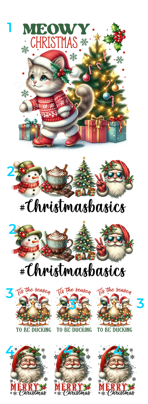 Meowy Christmas: Christmas DTF Gang Sheet 22"x60" Premade